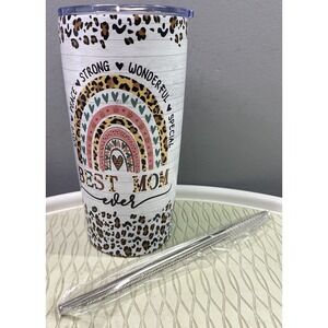 Macorner "Best Mom Ever" Travel Tumbler "Favorite Child Gave Me" 20oz. Straw NEW